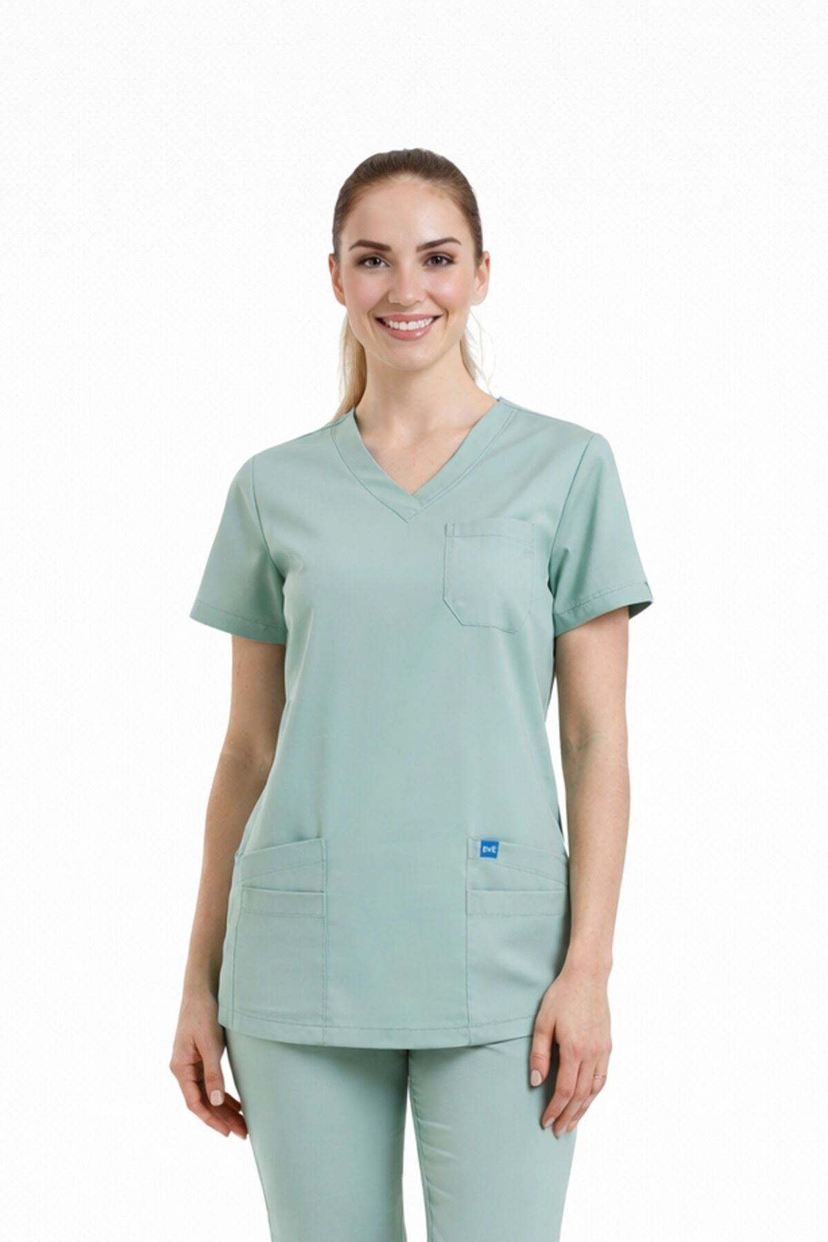 Dynamic Basıc - Kadın Likralı Scrubs Üniforma Üst - Görsel 11