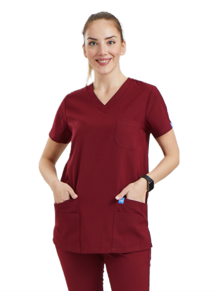 Dynamic Basıc - Kadın Likralı Scrubs Üniforma Üst - Görsel 5