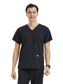 Dynamic Basıc - Erkek Likralı Scrubs Üniforma Üst - Siyah, M
